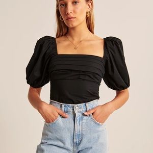 Puff Sleeve Ruched Bodice Croptop (Like New)